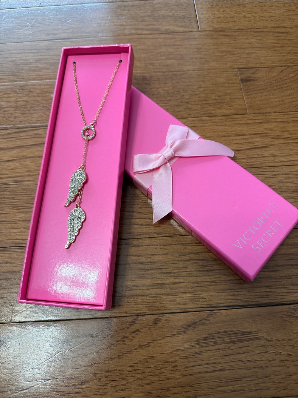 Victoria's Secret Rose Gold Pink Wing Drop Necklace